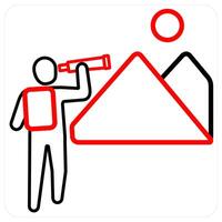 site view icon concept in red line color vector