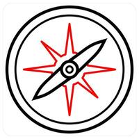 compass icon concept in red line color vector