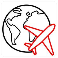 flight icon concept in red line color vector