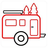 camping and camp icon concept in red line color vector