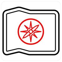 navigation icon concept in red line color vector