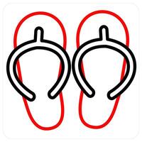 slipper icon concept in red line color vector