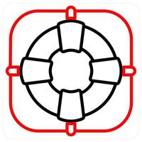 life saver icon concept in red line color vector