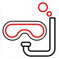 scuba icon concept in red line color vector
