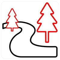 Route and way icon concept in red line color vector