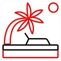 beach icon concept in red line color vector