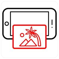 mobile gallery icon concept in red line color vector