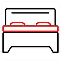 bed icon concept in red line color vector