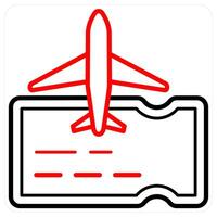 flight travel icon concept in red line color vector