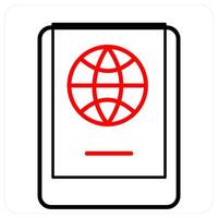 passport icon concept in red line color vector