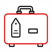 tourist bag icon concept in red line color vector
