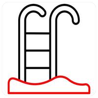 swimming pool icon concept in red line color vector