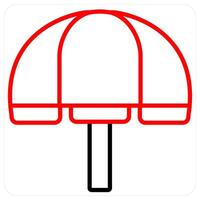 beach and summer icon concept in red line color vector