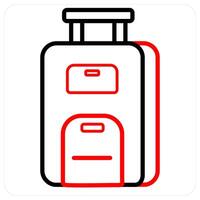 luggage icon concept in red line color vector