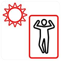 sunbath icon concept in red line color vector