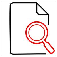 Search Document and document icon concept in red line color vector