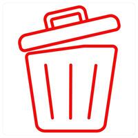 Recycle Bin icon concept in red line color vector