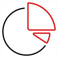 Pie Chart icon concept in red line color vector