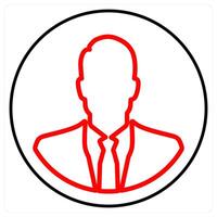 Businessman and man icon concept in red line color vector