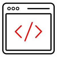 Coding and programming icon concept in red line color vector