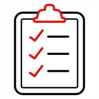 Clipboard and checklist icon concept in red line color vector