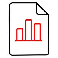 Chart Document icon concept in red line color vector