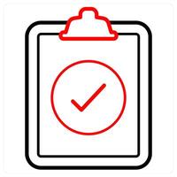 Done List and list icon concept in red line color vector