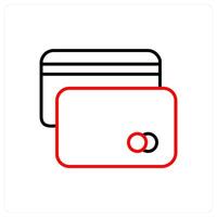 Debit Card icon concept in red line color vector