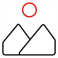 Mountain icon concept in red line color vector