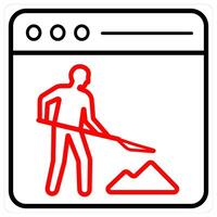 Website Maintenance icon concept in red line color vector