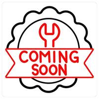 Coming Soon and construction concept in red line color vector