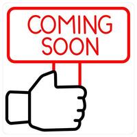 Coming Soon icon concept in red line color vector