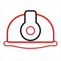 Construction Cap and helmet icon concept in red line color vector