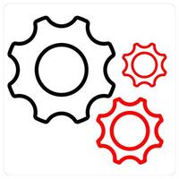 Settings and gear icon concept in red line color vector