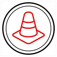 Traffic Cone and construction icon concept in red line color vector