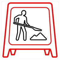 Work in Progress icon concept in red line color vector