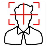 Head Tracking and Artificial Intelligence icon concept in red line color vector