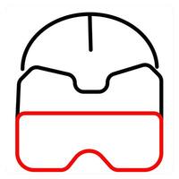 Vr Helmet and headset icon concept in red line color vector