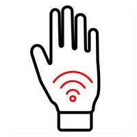 Vr Hand Wifi icon concept in red line color vector