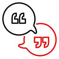 Quotes icon concept in red line color vector
