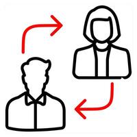 Duties Transfer icon concept in red line color vector