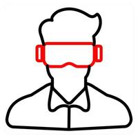 Oculus VR and vr icon concept in red line color vector