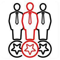 Consumers and community icon concept in red line color vector