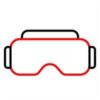 VR Glasses and reality icon concept in red line color vector
