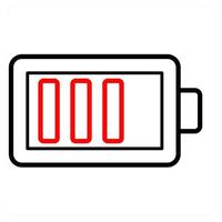 Battery life and charging icon concept in red line color vector
