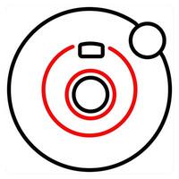Camera 360 and rotate icon concept in red line color vector
