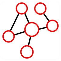 Interaction icon concept in red line color vector