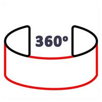 360 View and view icon concept in red line color vector