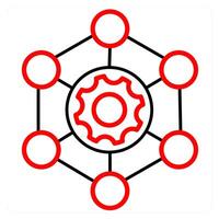Framework and connection icon concept in red line color vector