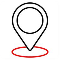 Navigation and pin icon concept in red line color vector